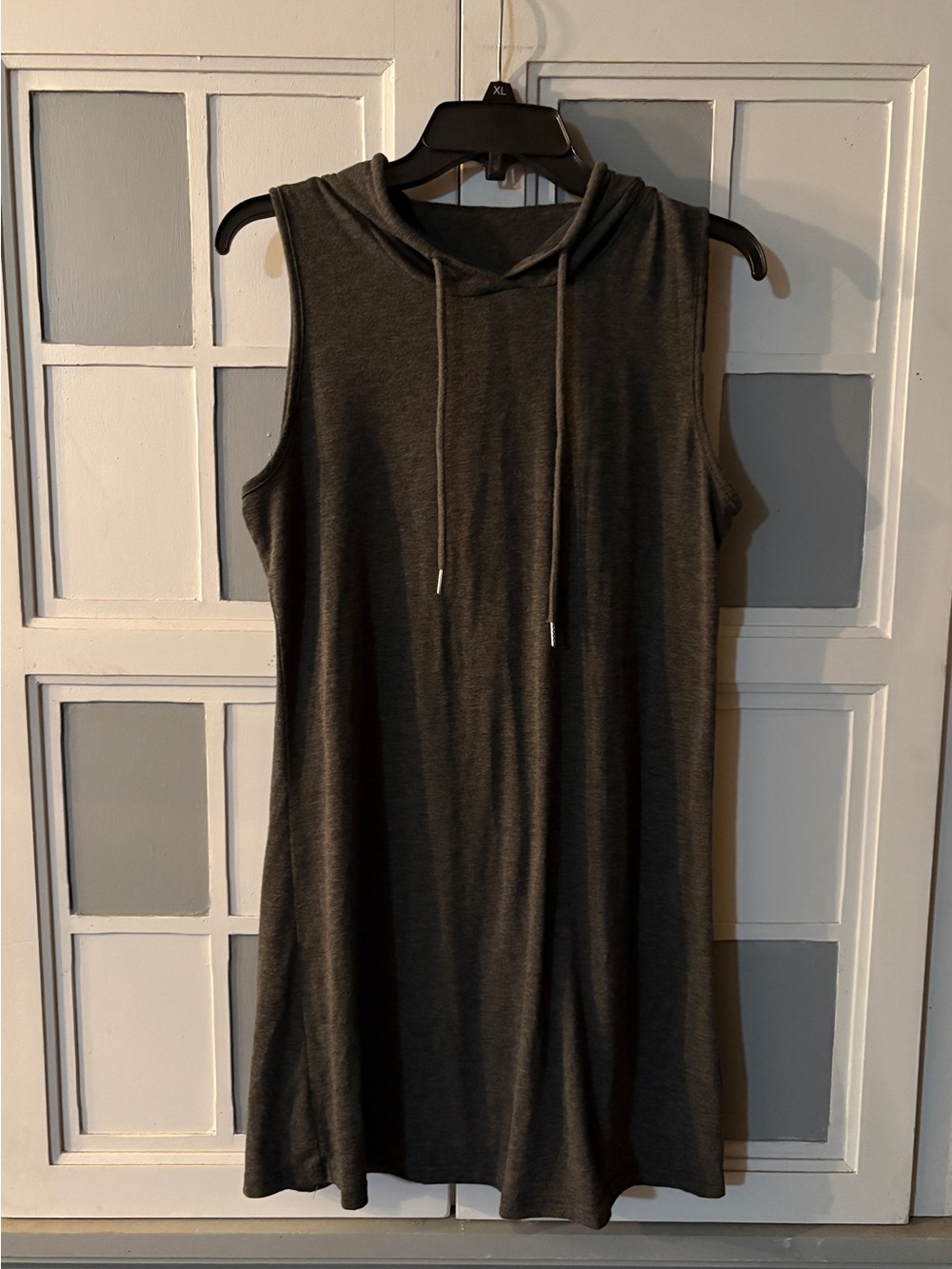 Sleeveless Hooded Midi Dress - Charcoal Gray